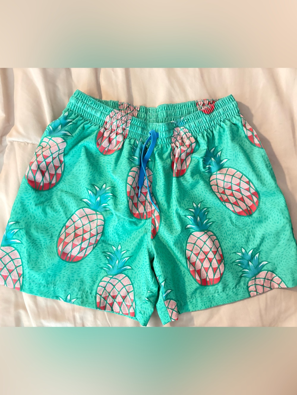 chubbies mens Pineapple Swim Trunks - green & orange